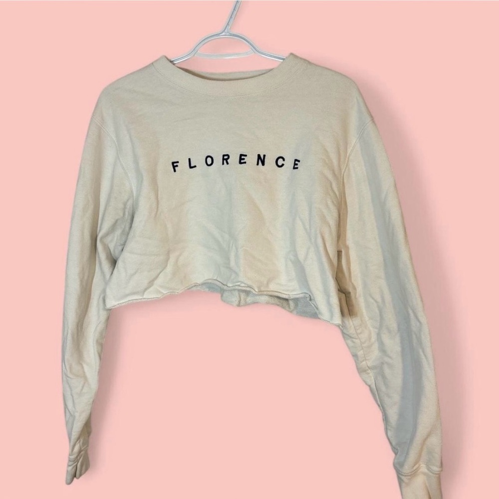Brandy Melville Cropped Florence Crewneck White